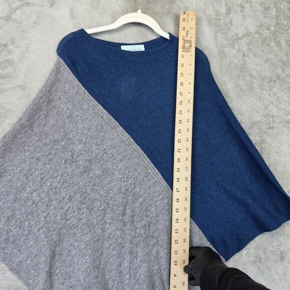 Celeste Poncho Womens One Size Blue Gray Wool Cashmere Blend Colorblock Knit - Picture 4 of 13